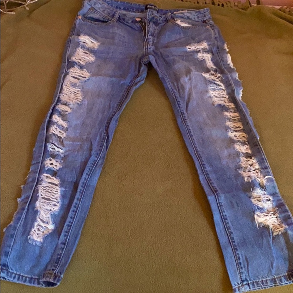 Ripped boyfriend jeans